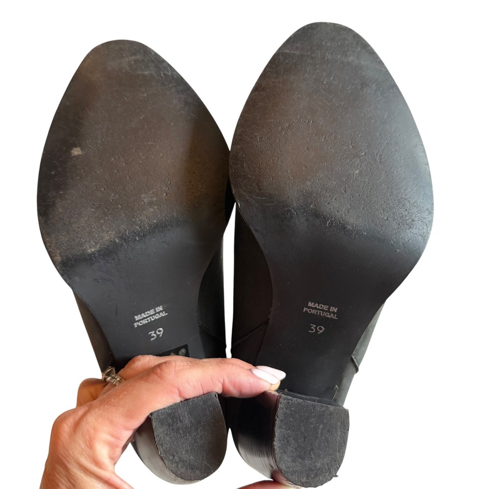 Ivylee Copenhagen Black Leather Chelsea Boots Portugal Block Heel EU 39 US 8.5 - Picture 5 of 6